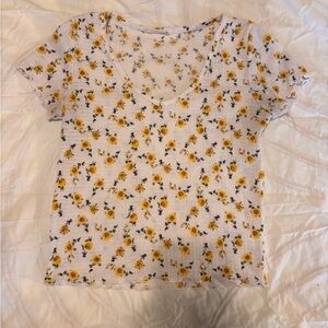 Floral Print Ribbed Tee